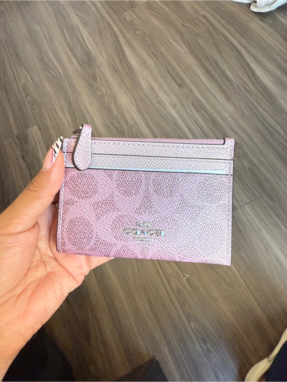 NEW Coach Pink Mini Skinny Id Case In Signature Canvas